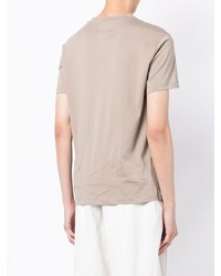 hellbeige bedrucktes T-Shirt mit einem Rundhalsausschnitt von Emporio Armani