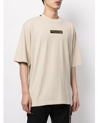 hellbeige bedrucktes T-Shirt mit einem Rundhalsausschnitt von Dolce & Gabbana