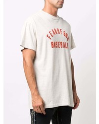 hellbeige bedrucktes T-Shirt mit einem Rundhalsausschnitt von Fear Of God