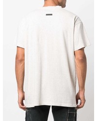 hellbeige bedrucktes T-Shirt mit einem Rundhalsausschnitt von Fear Of God