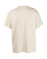 hellbeige bedrucktes T-Shirt mit einem Rundhalsausschnitt von Tommy Jeans