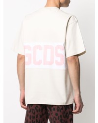 hellbeige bedrucktes T-Shirt mit einem Rundhalsausschnitt von Gcds