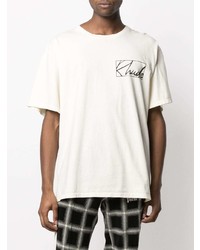 hellbeige bedrucktes T-Shirt mit einem Rundhalsausschnitt von Rhude