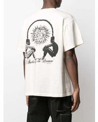 hellbeige bedrucktes T-Shirt mit einem Rundhalsausschnitt von Rhude