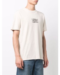 hellbeige bedrucktes T-Shirt mit einem Rundhalsausschnitt von C.P. Company