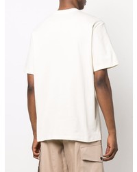 hellbeige bedrucktes T-Shirt mit einem Rundhalsausschnitt von MSGM