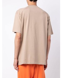 hellbeige bedrucktes T-Shirt mit einem Rundhalsausschnitt von Y-3