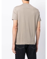 hellbeige bedrucktes T-Shirt mit einem Rundhalsausschnitt von Emporio Armani