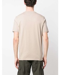 hellbeige bedrucktes T-Shirt mit einem Rundhalsausschnitt von C.P. Company