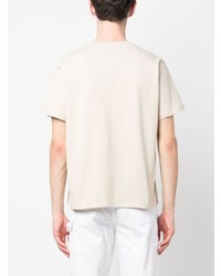 hellbeige bedrucktes T-Shirt mit einem Rundhalsausschnitt von Coperni