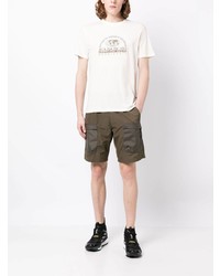 hellbeige bedrucktes T-Shirt mit einem Rundhalsausschnitt von Napapijri