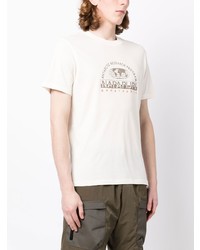 hellbeige bedrucktes T-Shirt mit einem Rundhalsausschnitt von Napapijri