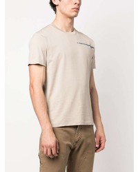 hellbeige bedrucktes T-Shirt mit einem Rundhalsausschnitt von Stone Island