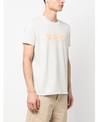 hellbeige bedrucktes T-Shirt mit einem Rundhalsausschnitt von A.P.C.