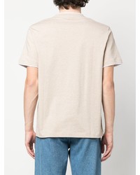 hellbeige bedrucktes T-Shirt mit einem Rundhalsausschnitt von Peserico