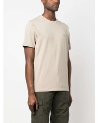hellbeige bedrucktes T-Shirt mit einem Rundhalsausschnitt von C.P. Company