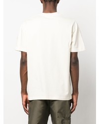 hellbeige bedrucktes T-Shirt mit einem Rundhalsausschnitt von Moncler