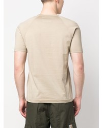 hellbeige bedrucktes T-Shirt mit einem Rundhalsausschnitt von C.P. Company