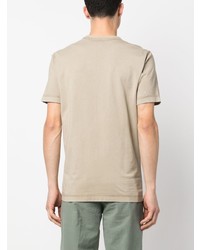 hellbeige bedrucktes T-Shirt mit einem Rundhalsausschnitt von BOSS