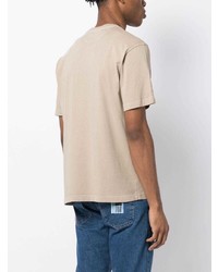 hellbeige bedrucktes T-Shirt mit einem Rundhalsausschnitt von PS Paul Smith