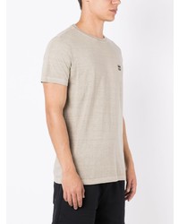 hellbeige bedrucktes T-Shirt mit einem Rundhalsausschnitt von OSKLEN