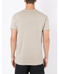 hellbeige bedrucktes T-Shirt mit einem Rundhalsausschnitt von OSKLEN