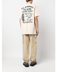 hellbeige bedrucktes T-Shirt mit einem Rundhalsausschnitt von Filson