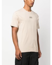 hellbeige bedrucktes T-Shirt mit einem Rundhalsausschnitt von Each X Other