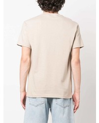 hellbeige bedrucktes T-Shirt mit einem Rundhalsausschnitt von Pleasures