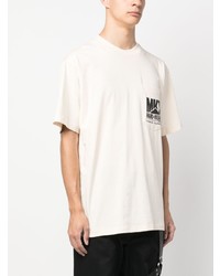 hellbeige bedrucktes T-Shirt mit einem Rundhalsausschnitt von MARKET