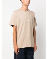 hellbeige bedrucktes T-Shirt mit einem Rundhalsausschnitt von MSGM