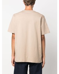 hellbeige bedrucktes T-Shirt mit einem Rundhalsausschnitt von MSGM