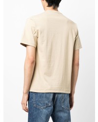 hellbeige bedrucktes T-Shirt mit einem Rundhalsausschnitt von A Bathing Ape