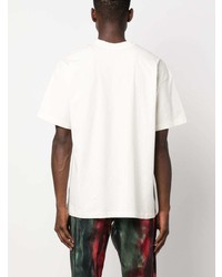 hellbeige bedrucktes T-Shirt mit einem Rundhalsausschnitt von MSGM