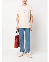 hellbeige bedrucktes T-Shirt mit einem Rundhalsausschnitt von Isabel Marant