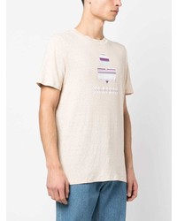 hellbeige bedrucktes T-Shirt mit einem Rundhalsausschnitt von Isabel Marant