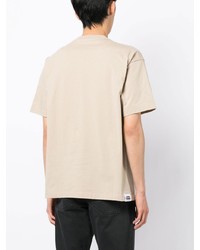 hellbeige bedrucktes T-Shirt mit einem Rundhalsausschnitt von Chocoolate