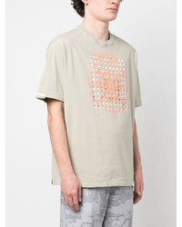 hellbeige bedrucktes T-Shirt mit einem Rundhalsausschnitt von Diesel