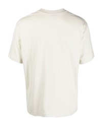 hellbeige bedrucktes T-Shirt mit einem Rundhalsausschnitt von Sandro