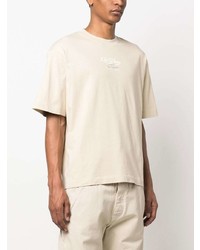 hellbeige bedrucktes T-Shirt mit einem Rundhalsausschnitt von Off-White