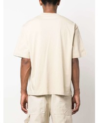 hellbeige bedrucktes T-Shirt mit einem Rundhalsausschnitt von Off-White