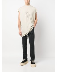 hellbeige bedrucktes T-Shirt mit einem Rundhalsausschnitt von Rick Owens DRKSHDW