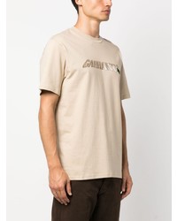 hellbeige bedrucktes T-Shirt mit einem Rundhalsausschnitt von Carhartt WIP