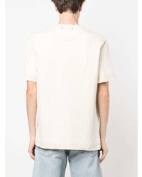 hellbeige bedrucktes T-Shirt mit einem Rundhalsausschnitt von Golden Goose