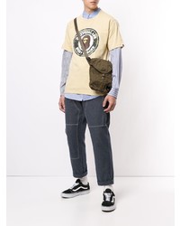 hellbeige bedrucktes T-Shirt mit einem Rundhalsausschnitt von A Bathing Ape