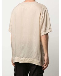 hellbeige bedrucktes T-Shirt mit einem Rundhalsausschnitt von Y-3