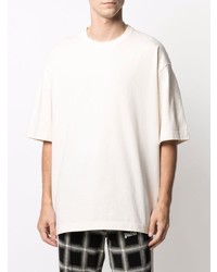 hellbeige bedrucktes T-Shirt mit einem Rundhalsausschnitt von Y-3