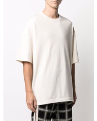 hellbeige bedrucktes T-Shirt mit einem Rundhalsausschnitt von Y-3