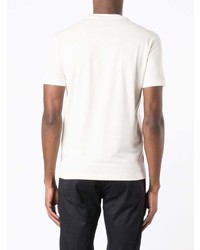 hellbeige bedrucktes T-Shirt mit einem Rundhalsausschnitt von Emporio Armani