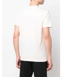 hellbeige bedrucktes T-Shirt mit einem Rundhalsausschnitt von Emporio Armani